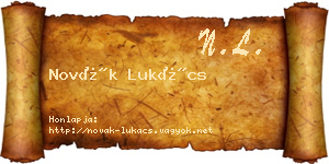 Novák Lukács névjegykártya